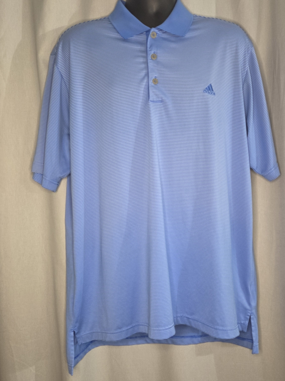 Adidas Men’s Light Blue Striped Polo Golf Shirt Size Large